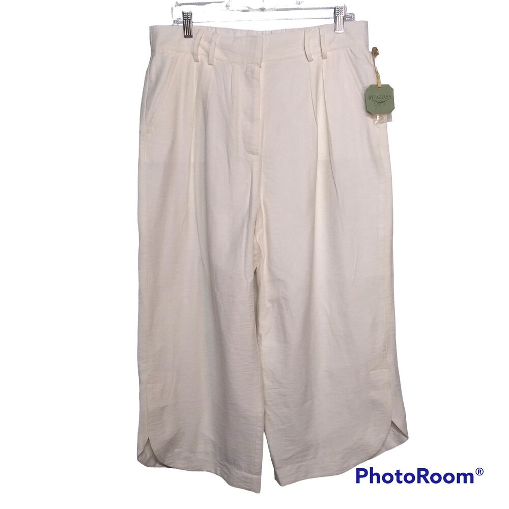 NWT Wide Leg Cropped Pants RYEGRASS SZ L crema - Picture 2 of 10
